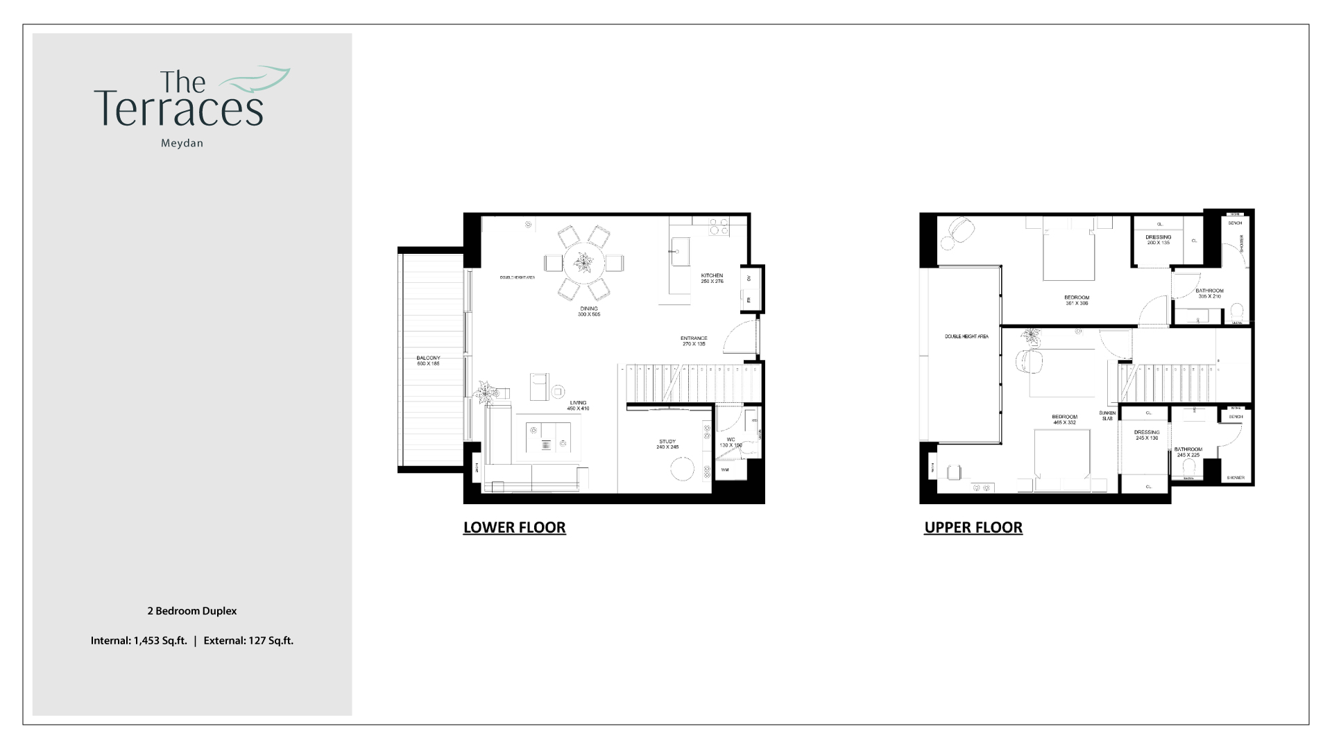 The Terraces 2 Bedroom Duplex  Floor Plan