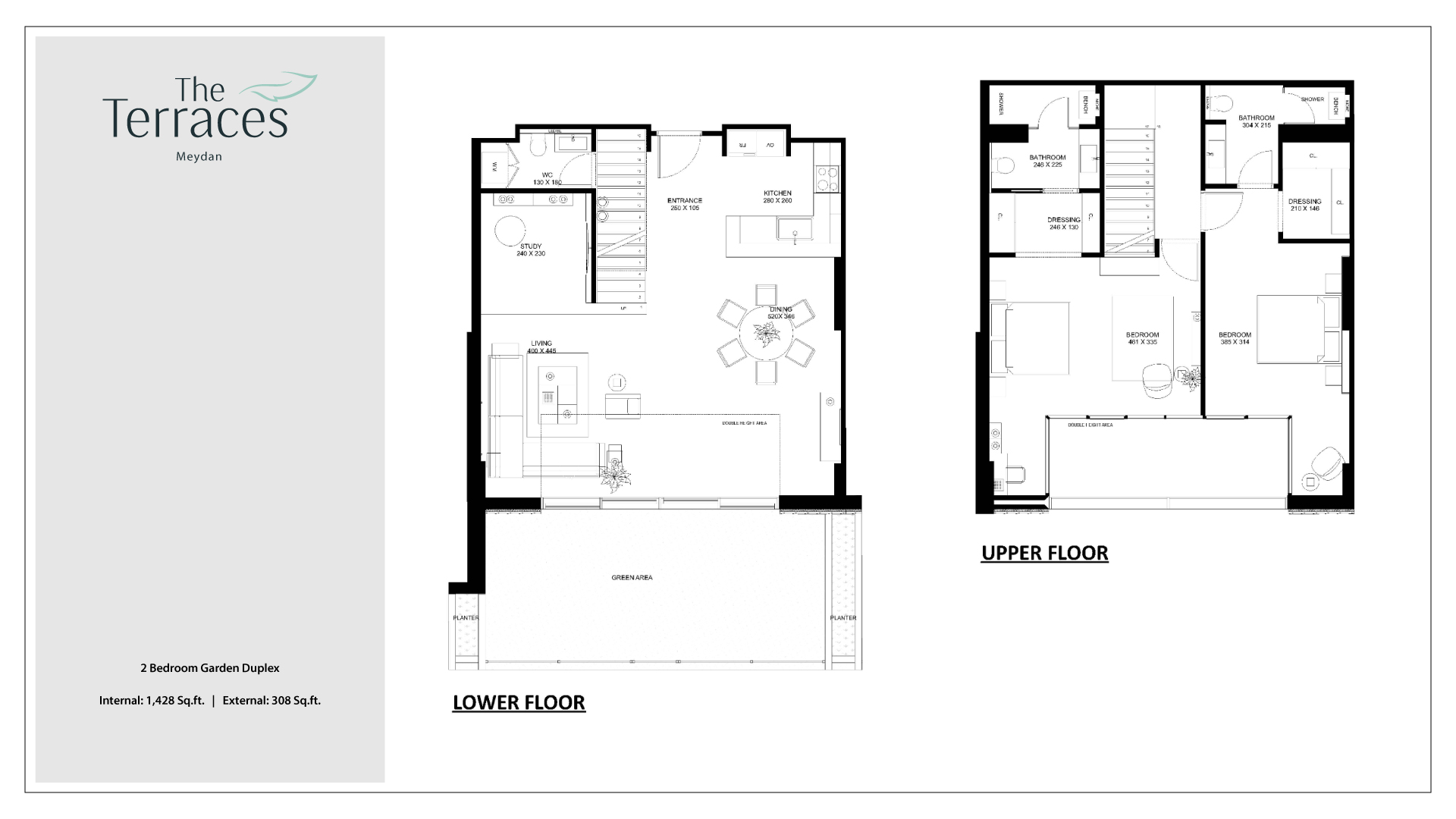 The Terraces 2 Bedroom Garden Duplex  Floor Plan
